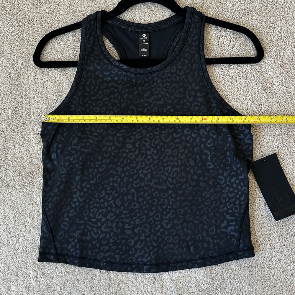 90 Degree By Reflex Black Leopard Print Cropped Activewear Tank Top - Size M NEW - Picture 4 of 6